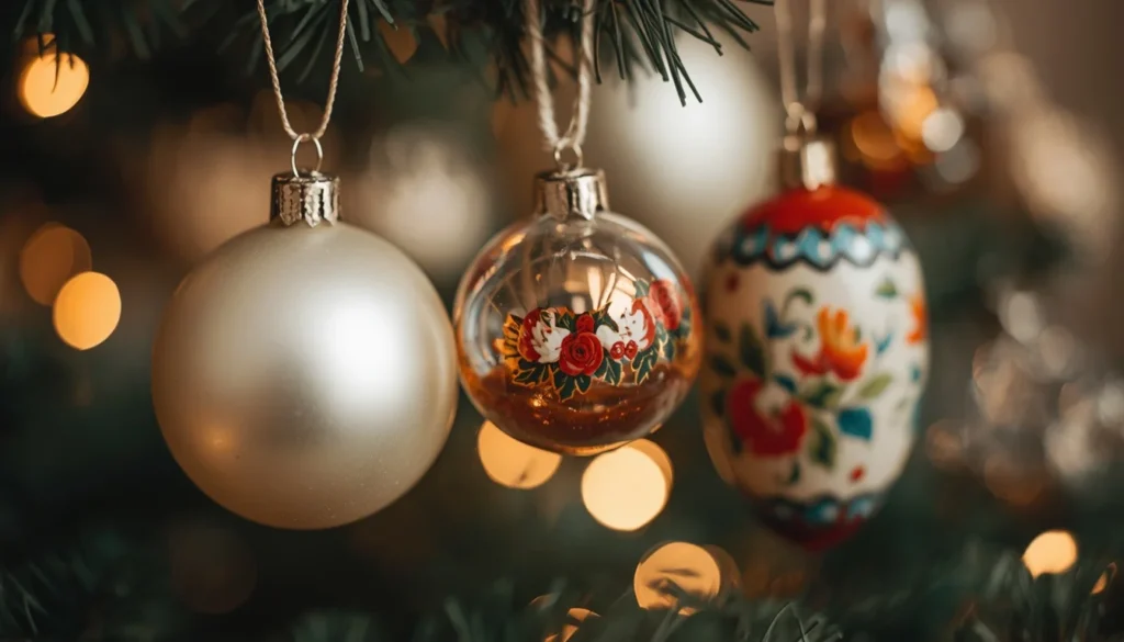  Mixing vintage and modern ornaments on a Christmas tree — a meaningful living room idea for Christmas with personal history