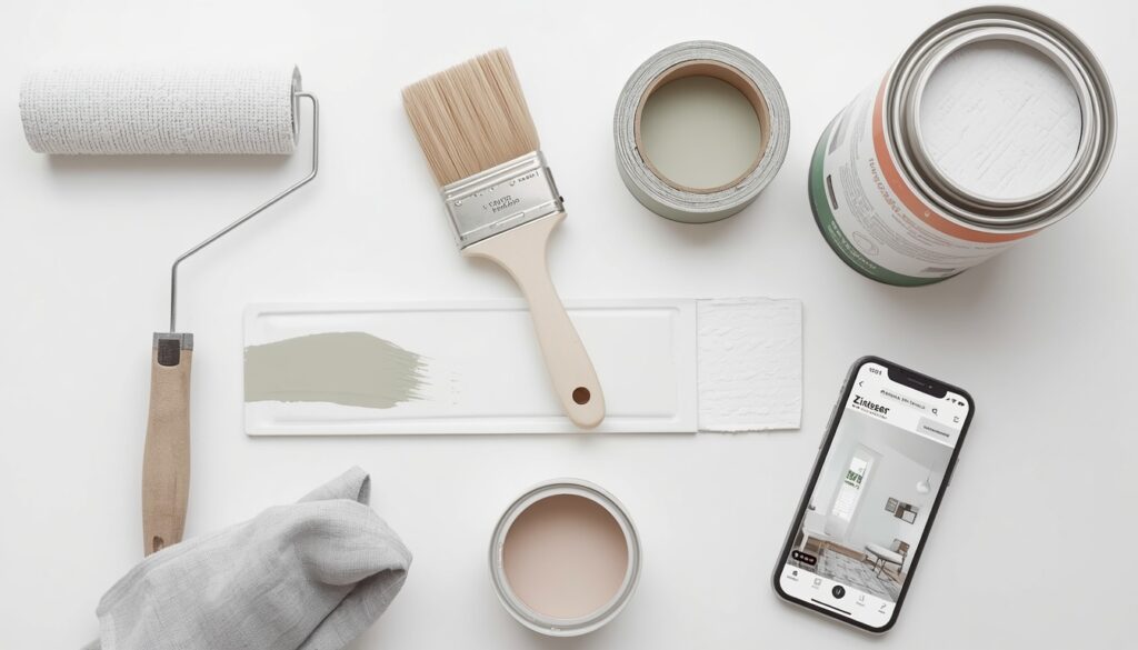 painting tools and supplies for pink green living room paint makeover