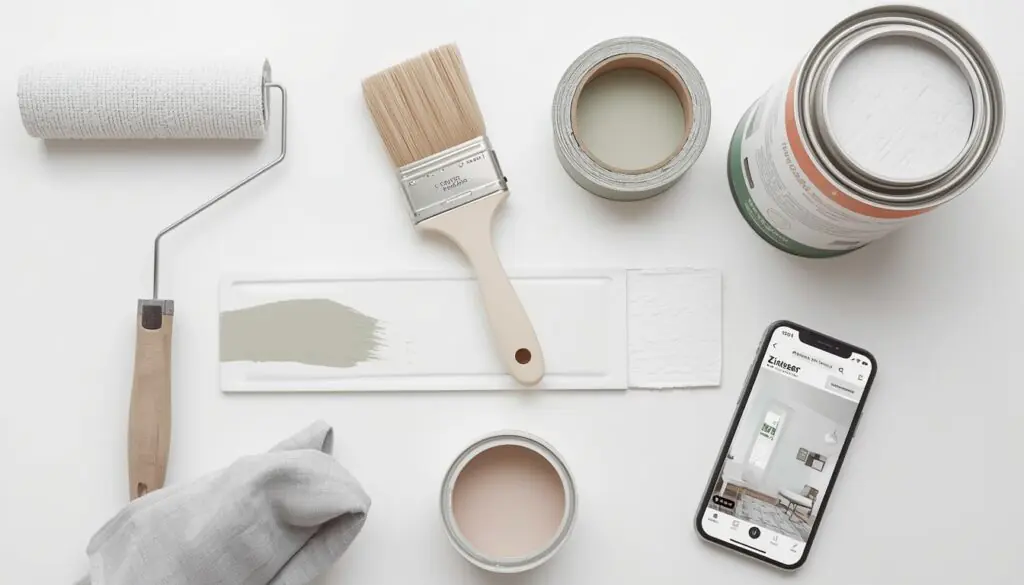 painting tools and supplies for pink green living room paint makeover