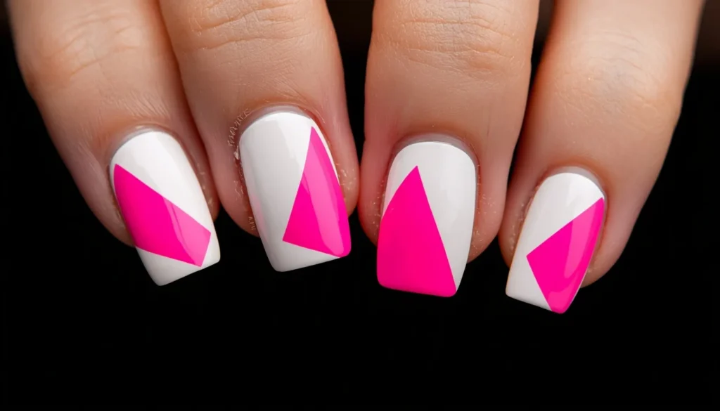 neon pink geometric nail art cute pink nail ideas graphic design