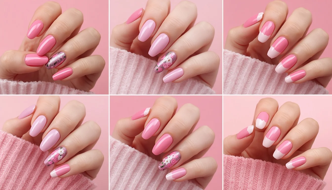 cute pink nail ideas aesthetic collage 2025