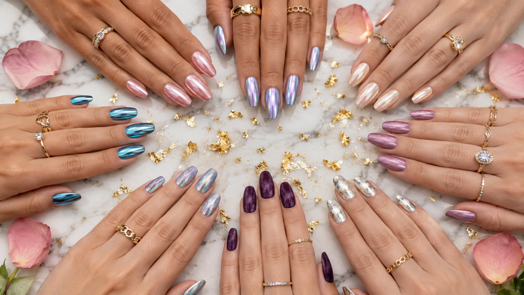 shimmer nail ideas 2026 - featured collection flat-lay