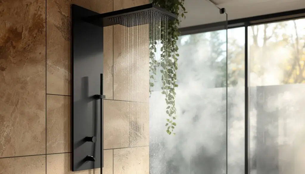  spa bathroom at home 2026 rainfall shower upgrade with matte black ceiling fixture