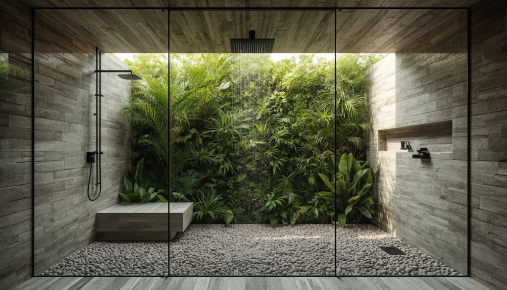 outdoor inspired wet room spa bathroom at home 2026 luxury open concept