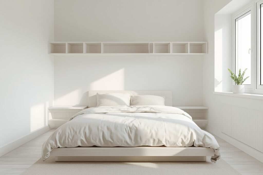minimalist teen bedroom ideas with white walls and neutral tones