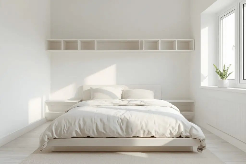 minimalist teen bedroom ideas with white walls and neutral tones