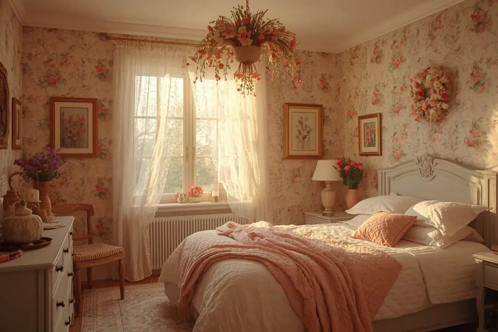 cottagecore teen bedroom ideas with dried flowers and vintage decor