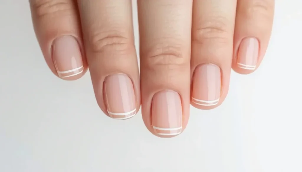 minimalist single line white french tip nails Japanese style