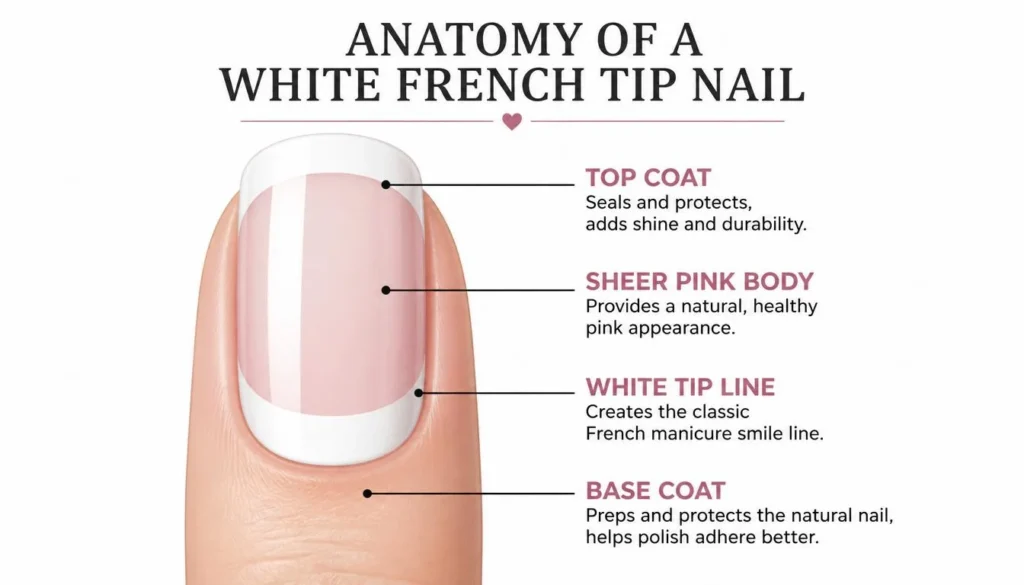 anatomy of white french tip nails diagram