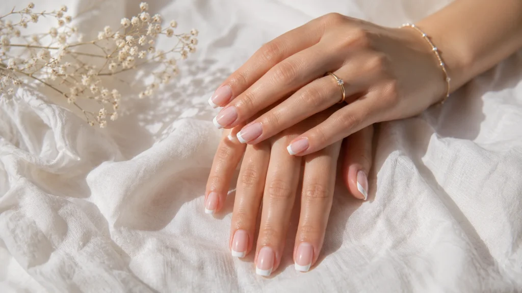 white french tip nails final look 2026 aesthetic editorial