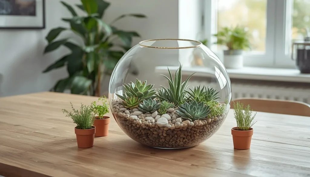 terrarium and greenery bowl centerpiece for dining room table ideas 2026 modern home decor
