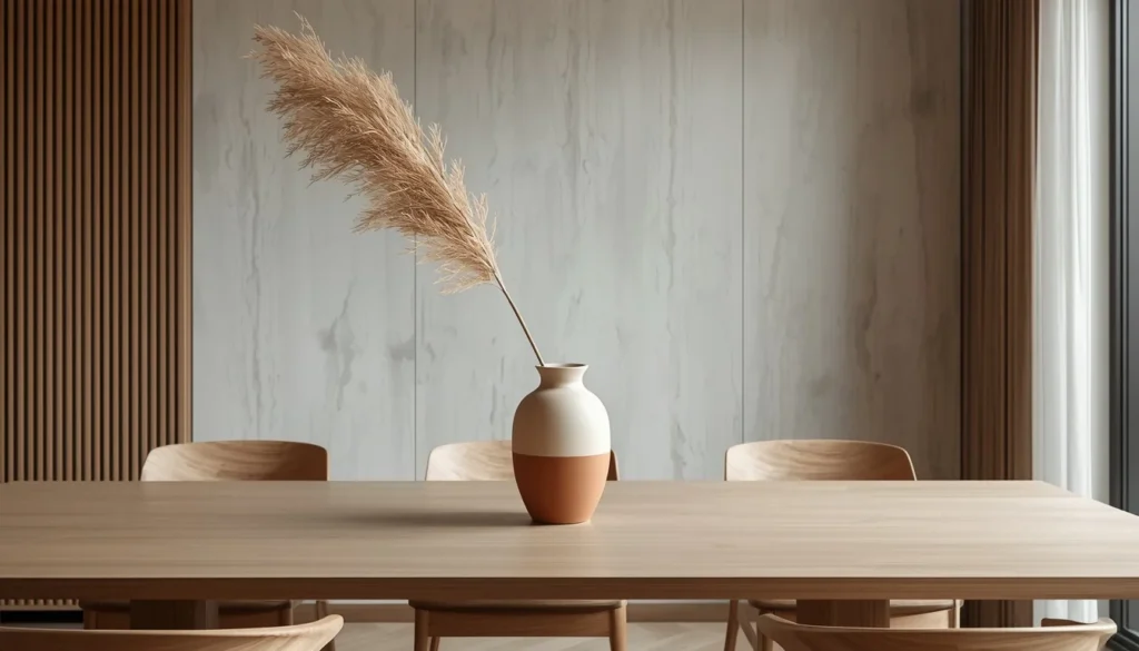 minimalist sculptural centerpiece for dining room table ideas 2026 Japandi style luxury decor
