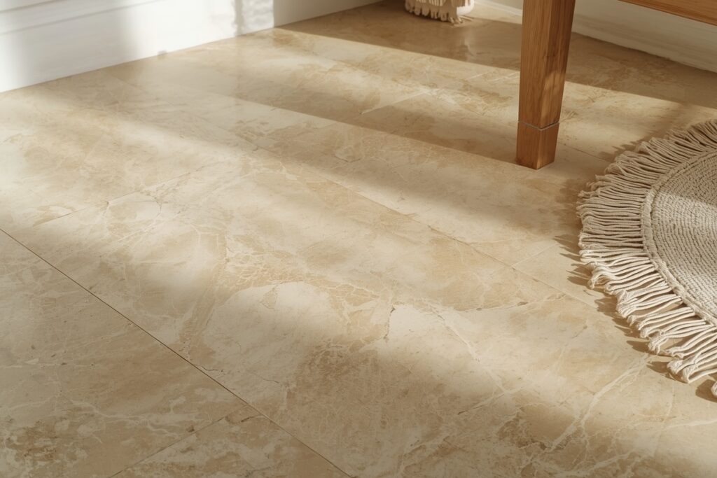 japandi bathroom ideas 2026 natural stone travertine floor heated radiant tiles