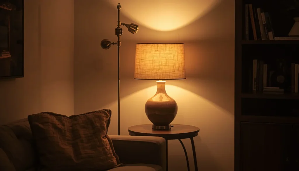 Layered living room lighting ideas using floor, table, and accent lamps together
