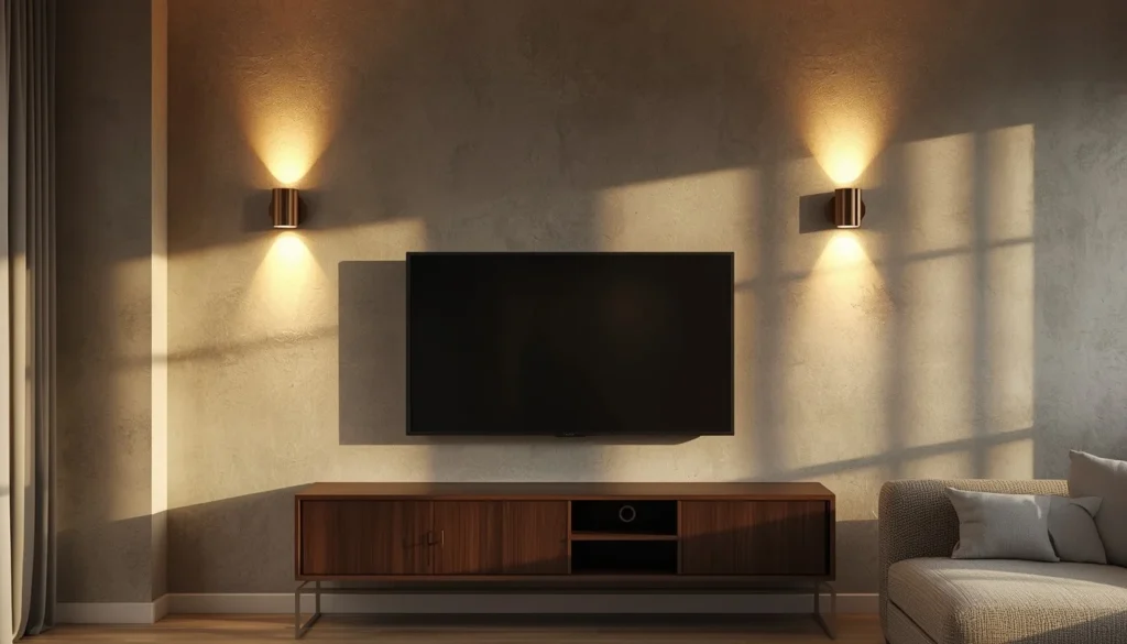 Wall sconces used as space-saving living room lighting ideas
