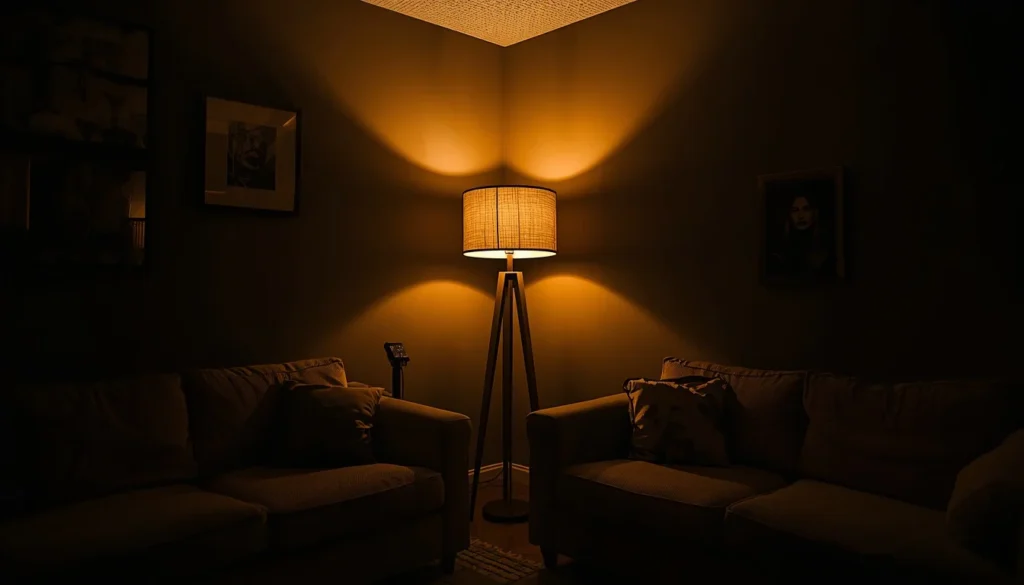 Torchiere floor lamp uplighting technique among living room lighting ideas
