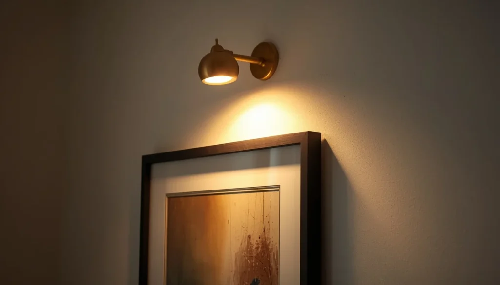 Picture light highlighting artwork as one of several living room lighting ideas